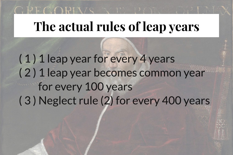 The actual rules of leap years, in summary